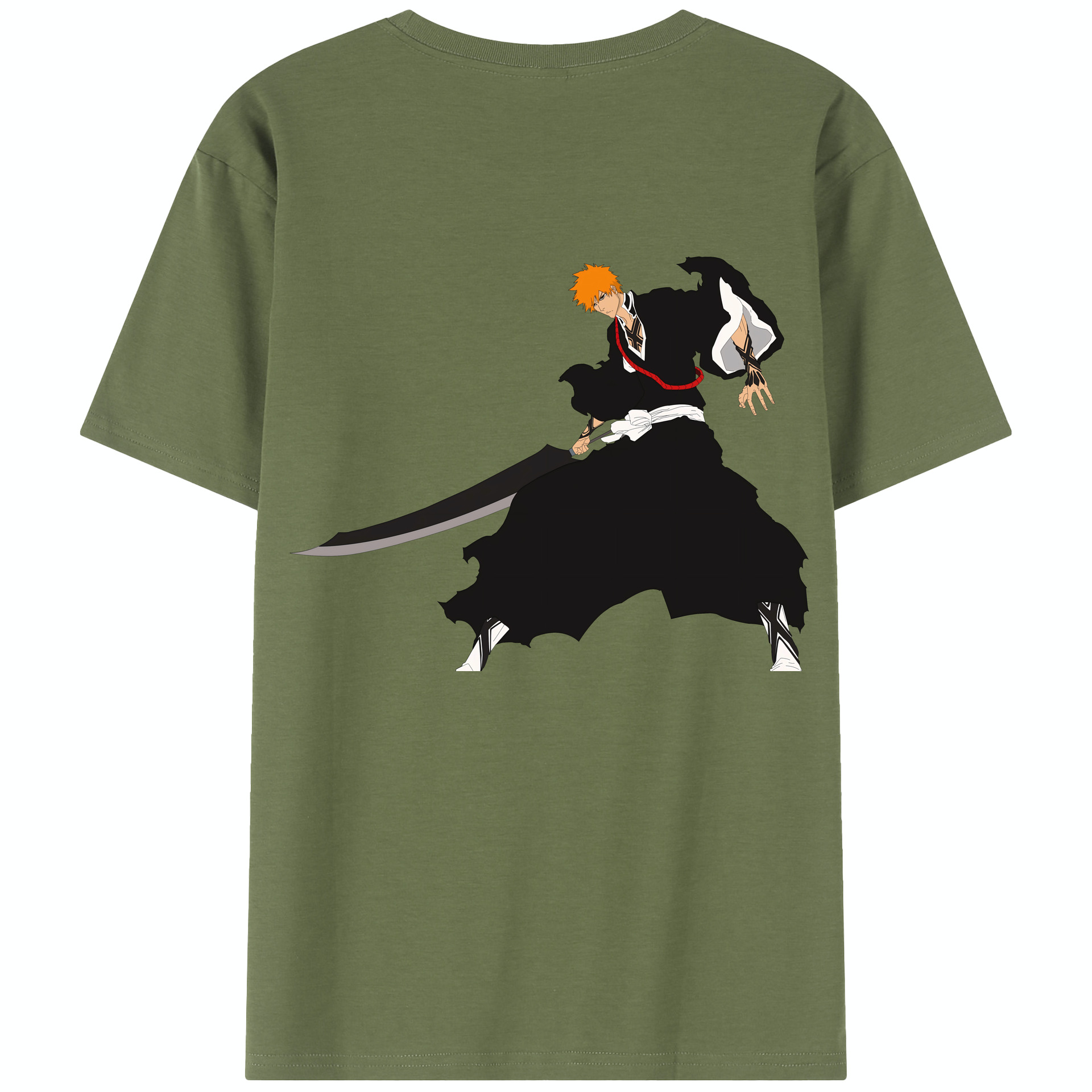 （画像用） ブリーチ 黒崎一護（くろさき いちご）BLEACH Kurosaki Ichigo 綿100％半袖Tシャツ（背面プリント）